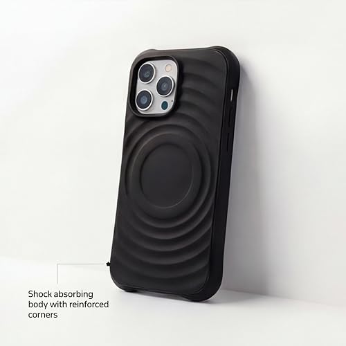 Image of amazon basics Shockproof Case for iPhone 12 Pro Max | Ripple Pattern | Camera Protection | Protective Cover with Enhanced Grip & Wireless Charging Support - Black