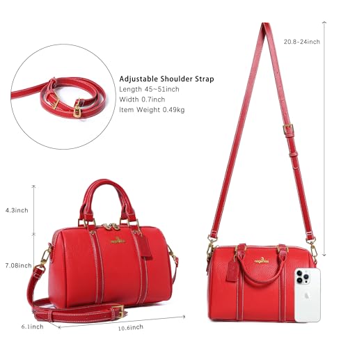 Image of Angel Kiss Women Satchel Purses and Handbags Vegan Leather Boston Barrel Bag Top Handle Shoulder Purse with Crossbody Strap | Vegan Leather