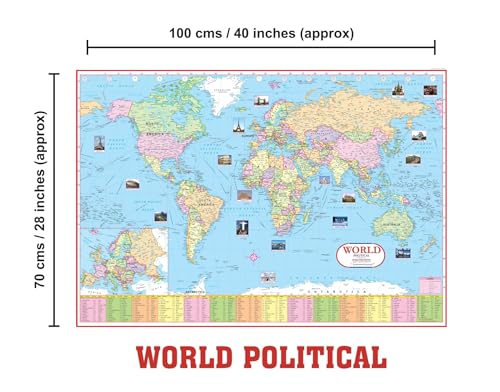 India & World Map ( Both Political & Physical ) & India Constitution Chart | Set Of 5 | Map Size - 70X100 cm | Use For Preparation Of UPSC , SSC , IES , etc Exams.