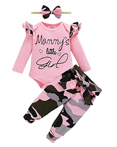 Image of Saeaby Infant Baby Girl Clothes Newborn Girl Outfit Long Sleeve Romper Pants Set Cute Baby Clothes for Girls Fall/Winter