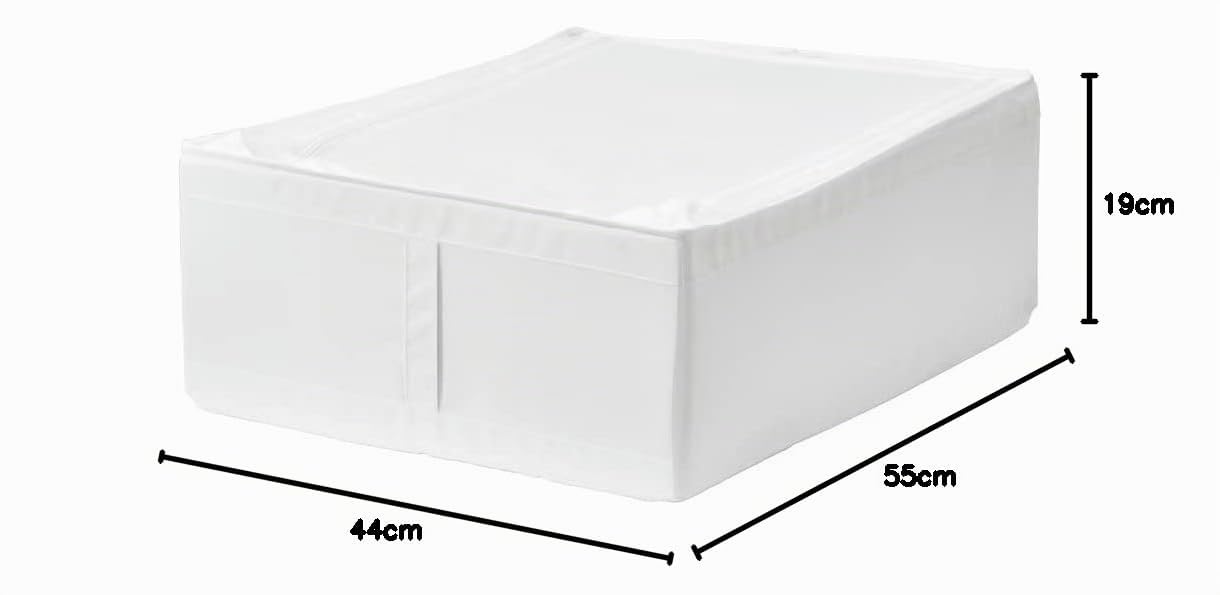 IKEA Caja de almacenamiento de ropa para el hogar, 44 x 55 x 19 cm (blanco), la tela está hecha de poliéster reciclado (302.903.62)