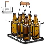 MINAOLULUS 実用的なワインホルダー 収納機能付き カーボンスチール木製素材 簡単に持ち運び可能な シンプル形状のクリエイティブデザイン 家庭やパーティー ワインボトルバスケット 1個