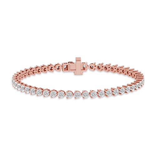La4Ve Diamonds Elegant 1.00 Carat Real Diamond Martini Tennis Bracelet (J, I3) Rose Gold Rhodium Plated Over Sterling Silver 3 Prong Set Miracle Plate Wedding Fashion Jewelry For Women Girls #TOP21