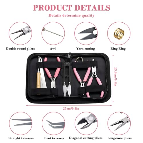 Image of HASTHIP Jewellery Making Tools Kit 8 Pcs Rubber Handle Pliers Set with Bag