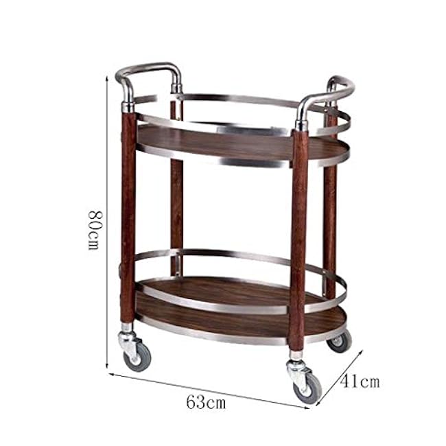 Hotel Service car Stainless Steel Kitchen Storage Trolley Cart,2-Tier Wooden Rolling Cart Serving Trolleys-vusbCaZk