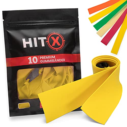 HITX® Steinschleuder Gummi Stark - 10 Stück - Premium Ersatzgummi Für Schleuder - 12 Varianten - Katapult Zwillen Gummi Für OTT/TTF/Top Slots - Slingshot Flach Band… (0,55mm, OTT) Cover