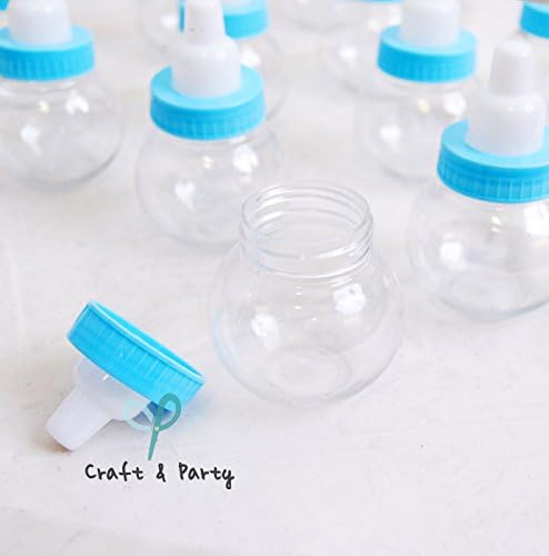 Craft and Party 3" Mini Plastic Milk Bottle Fillable Baby Shower Favor Decoration (Blue)