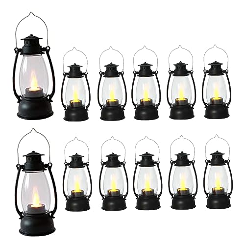 Lanternes noires décoratives haut de gamme avec bougie LED effet vacillant - 7