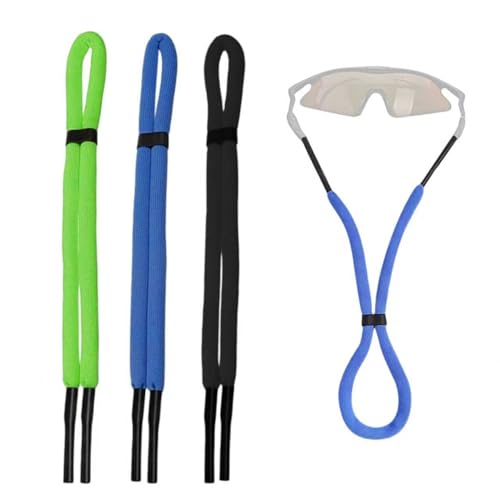 Zerquell 3 Piezas Correa Flotante para Gafas, Cordones para Gafas Deportivas Ajustables, Eyeglass Lanyard para Natación, Acuáticos, Surf, Canotaje y Kayak, para Mujeres y Hombres (3 Colores)