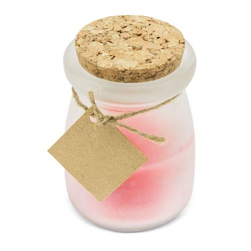 Lote de 25 Velas Aromáticas presentada en botecito de cristal y tarjeta decorativa. Velas originales para recuerdos de bodas, bautizos y comuiones. (Rojo)