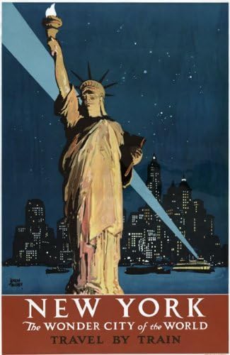 Vintage New York Wonder City Of The World America Travel Poster Wall Art Print | (A2 420 x 594mm)