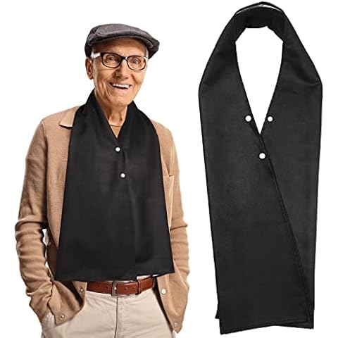Tarpop Adult Bib Scarf Washable and Reusable Dining Clothing Protector Adult Bib for Elderly Senior Citizens Men Women Eating (Black) Cover