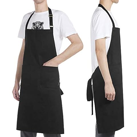 BONTHEE Adjustable Chef Bib Apron Kitchen Grilling Apron for Women Men Chef - Black Cover