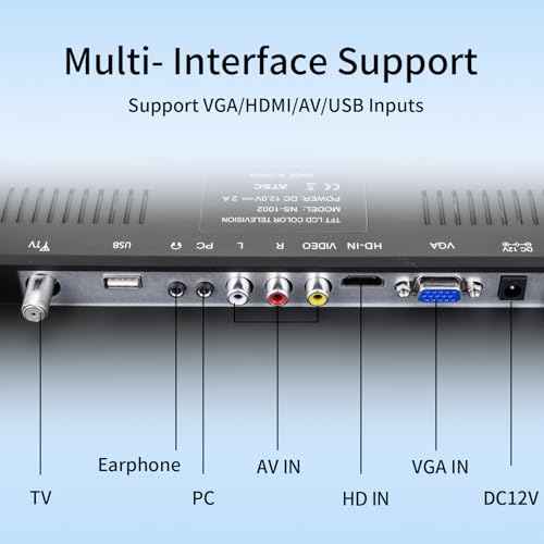 14 inch Flat Screen TV,Small TV with Digital ATSC Tuner,Antenna and HDMI/USB Ports,12 Volt Charger Cable for Car/Kitchen - Image 5