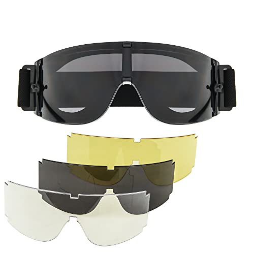 Crossbody Tactical Assault Goggles,Army Goggles Safety Goggles Airsoft Goggles Military Eye Protection Hunting Glasses For Shooting,3 Interchangeable Multi Anti Fog Lens. #TOP6
