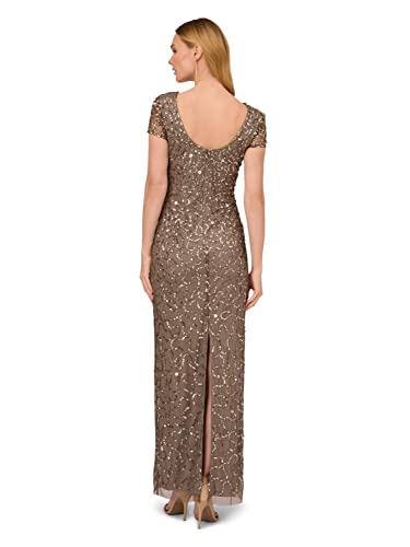 Image of Adrianna Papell Women's Beaded Short Sleeve Gown