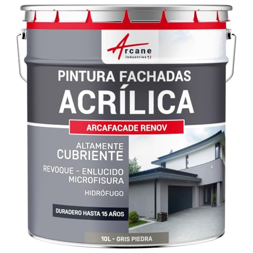 ARCANE INDUSTRIES Pintura acrílica para Exteriores: para fachadas Exteriores y estuco - ARCAFAÇADE RENOV - Gris Piedra - RAL 7030