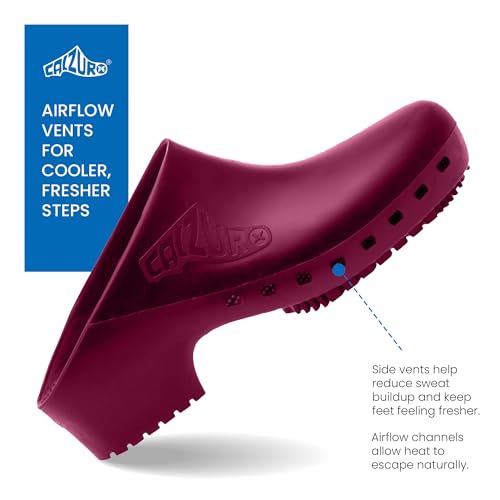 Image of CALZURO Classic Work Clogs Without Holes - Unisex Nursing Clogs - Non Slip Shoes - Autoclavable Rubber Kitchen Shoes for Women and Men -