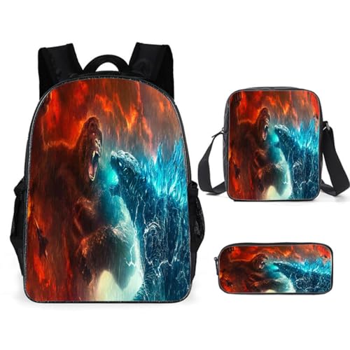 Backpack 3PCS Set with Lunch Box and Pencil Bag Large Capacity Laptop Backpack Travel