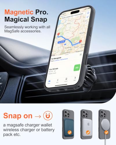 Image of Magnetic for iPhone 16 Pro Case,Shockproof Matte Cover,Grey | with Screen Protector,Compatible with MagSafe,Military Grade Drop Protection,Full Camera Protection,Non-Slip Design Case