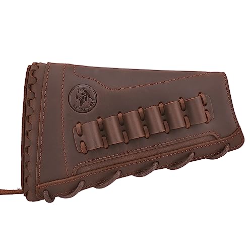 WAYNE'S DOG Leather Buttstock Cheek Rest Pad (Brown(.308 .30-06 .45-70), Righty Shooter)