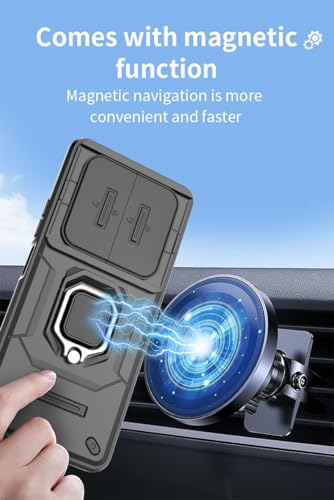 Image of TPU+PC Camshield Pro Case With Slide Camera Protection And Ring Stand Bumper Back Case Cover For Xiaomi Redmi A3 / A3X / Poco C61 (Black)