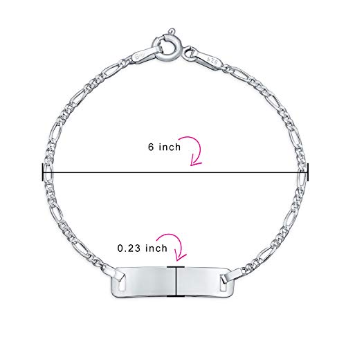 Image of Bling Jewelry Dainty Personalize Engrave Thin Identification ID Bracelet Curb Cuban Link Name Plated.925 Silver Sterling Small Wrist 6 Inch