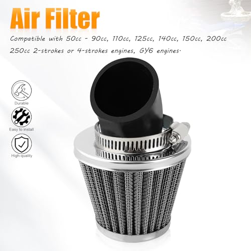 Image of 48mm 49mm 50mm 1.89inch Filter 45 Degree Angled for 50cc-90cc 110cc 125cc 140cc 150cc 200cc 250cc ATV Quad Scooter Go Kart Moped Chopper Pit Dirt Pocket Bike GY6