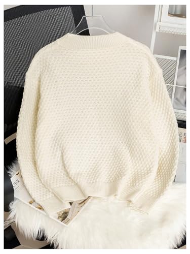Image of BEAUDRM Girl's Bow Sweater Crew Neck Cute Sweaters Long Sleeve Knit Pullovers Sweater