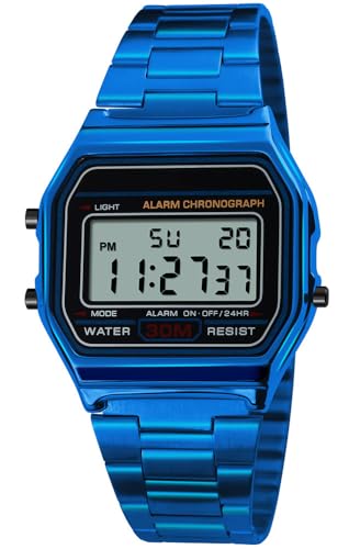 Montre numérique pour homme PASOY en acier inoxydable étanche