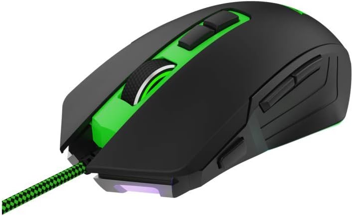 Monster Pusat V11 Gaming Mouse, 4.000 FPS, Laser Sensor 10.000 DPI, RGB Backlight 7-Colour LED, with Fibre- Optic Cable and Gold-Plated USB Cable Input