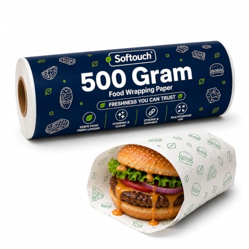 Image of Softouch Food Wrapping Paper 500g - Butter Paper Roll, Roti Wrapping Sheets | Food Grade & Safe for Direct Food Contact