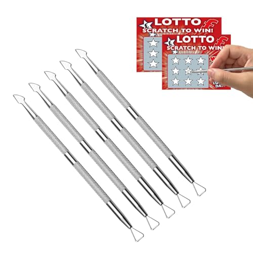 Image of 5Pcs Lottery Ticket Scratcher Tool, Stainless Steel Lottery Scratcher Tool, Scratch Off Tool, Ergonomic Ticket Scraper, Suitable for Lottery Enthusiasts Lottery Scraper Tool