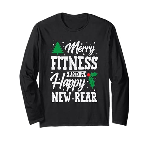 Feliz Navidad de Merry Fitness New Rear Workout Manga Larga