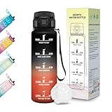 Motswedi Botella de agua 500 ml, Sin BPA, Prevención de Fugas, Botella Agua Niños, Apta para Bebidas Carbonatadas, Cantimplora Ideal para Yoga, Escuela, Actividades al Aire Libre - Schwarz und Rot