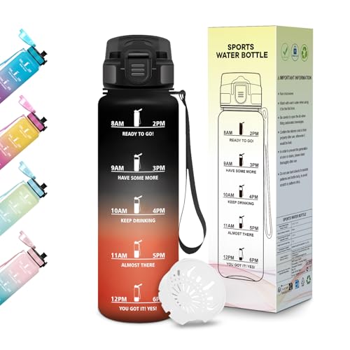 Motswedi Borraccia 500 ml, Senza BPA, Bottiglia Plastica, a prova di perdite, Borraccia Bambina, Adatta a Bevande Gassate, Bottiglia Ideale per Yoga, Scuola, Attività All'aperto - Nero Rosso