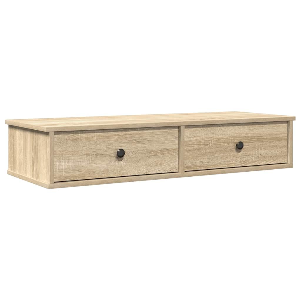 Estantería de pared con cajones, roble Sonoma, 100 x 37,5 x 19 cm