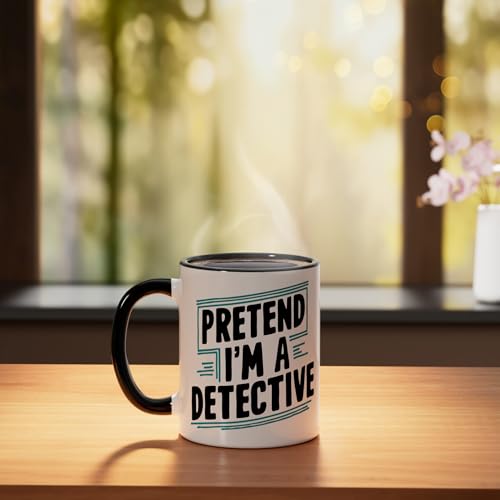 Taza de Cerámica Pretend I'm A Detective Negro/Blanco miniatura 3