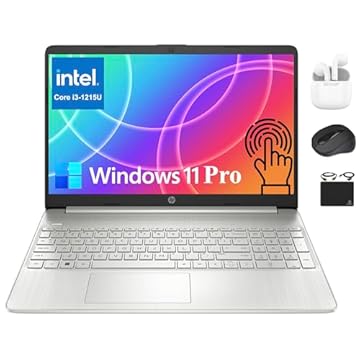 HP Laptop Pavilion 2024 com tela sensível ao toque HD de 15,6 polegadas para empresas, Intel i3-1215U de 6 núcleos até 4,4 GHz, 12 GB de RAM, SSD de 256 GB, gráficos UHD, carregamento rápido, bateria