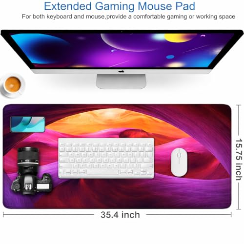 Image of Saco XXL Gaming Mouse Pad for PC - Large Desk Mat 900x400x3mm, Extended Non-Slip Rubber Base, Waterproof Surface, Scenery Design, Big Keyboard Mouse Pad for Office & Home Setup