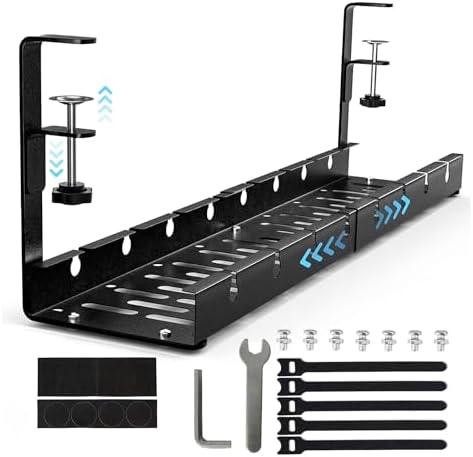 Maclean MC-107 Kabelorganizer 80cm - Untertisch Kabelsammler Mit 5kg Tragkraft, Schwarz