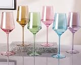 Physkoa Colored Wine Glasses Set of 6 – Long Stem Colorful Wine Glass Gifts for Home Party