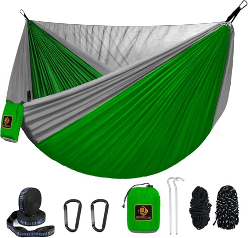 Image of Camping Hammock, Portable Hammocks with Mosquito Net,Lightweight Nylon Parachute Hammock with 10ft Tree Straps,Camping Gear Must Haves for Travel Hiking Backpacking Beach Patio-Red&Grey