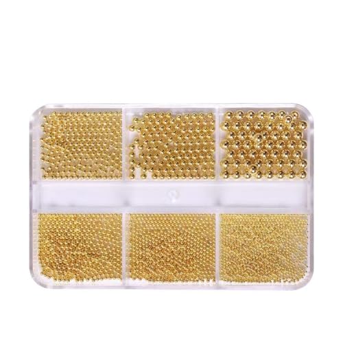 Chunmeng 3D Nail Caviar Beads Nail Art Decoration Mini Metal Nail Beads DIY Nails Supplies Accessories for Women Manicure (Golden)