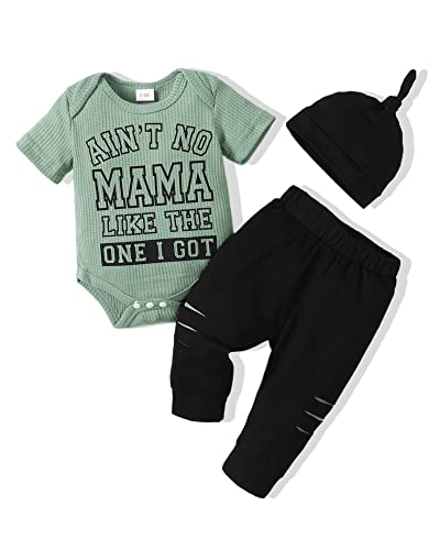 Image of NZRVAWS Baby Boy Clothes Newborn Boy Outfits Infant Letter Print Bodysuit Romper Pants Set Fall Winter Clothes Gifts