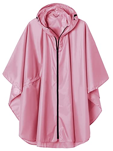 Image of SaphiRose Adult Rain Poncho Waterproof Hooded Zipper Raincoat with Pockets | OEKO-TEX Certified 100% Polyester, Lightweight Packable Storage Pouch, Heat-Sealed Seams, Quick-Dry for Outdoor Hiking