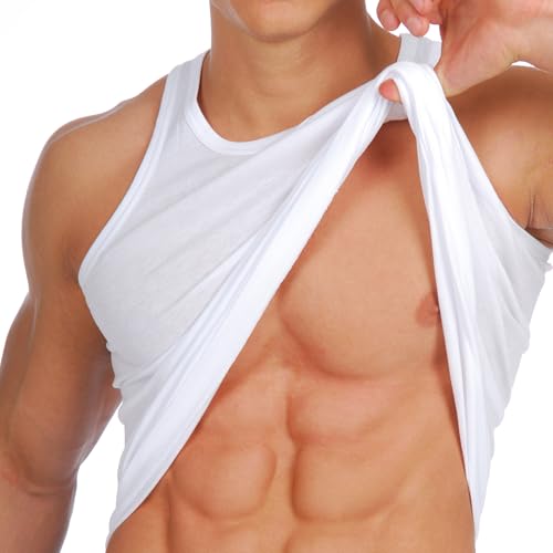 Chalecos de verano de algodón para hombre ropa interior blanca ligera sin mangas 5