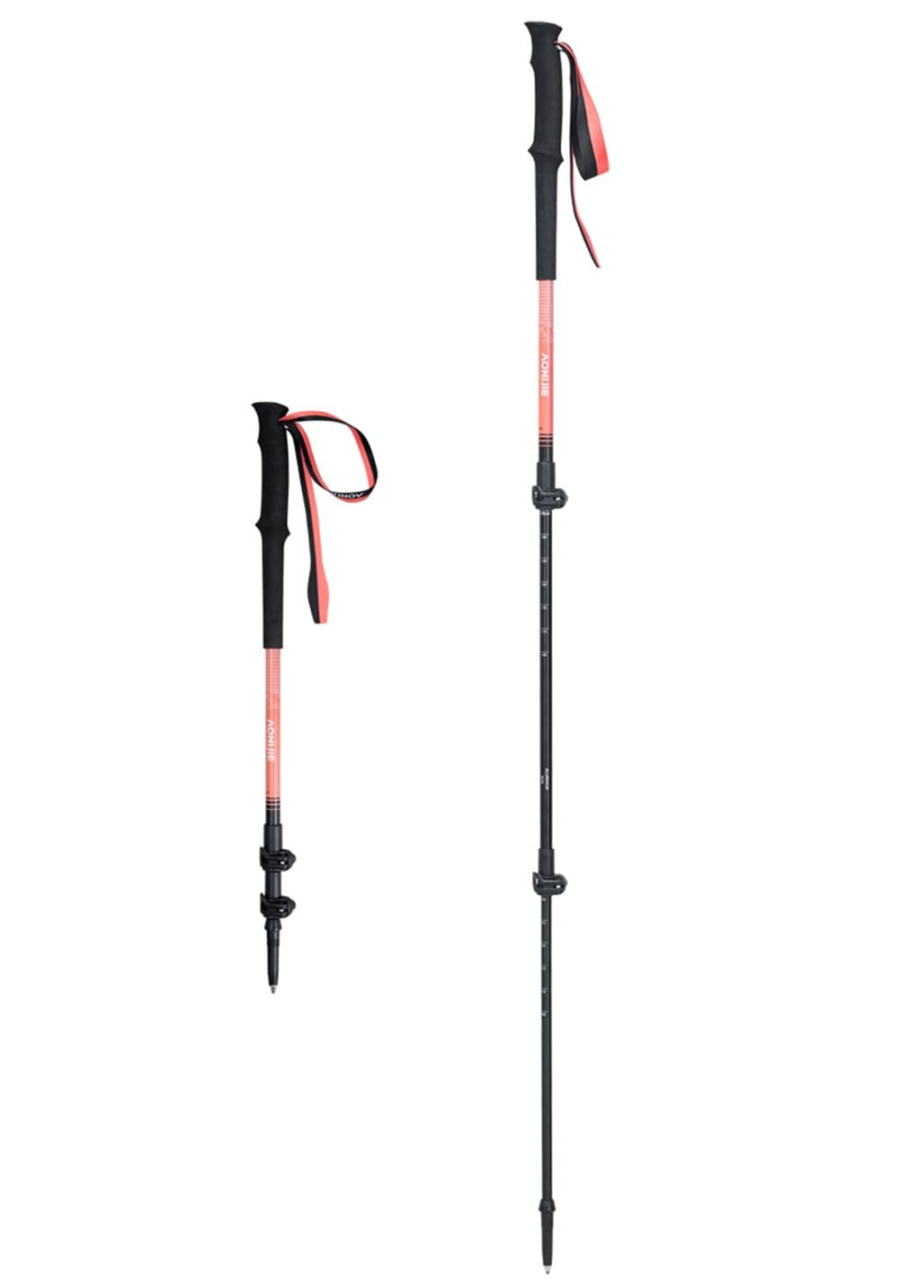 AONIJIE Bastones de trekking plegables, aluminio senderismo trial bastones ajustables 105-135 cm ultraligero para correr bastones