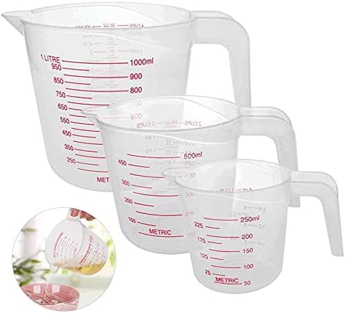 Lekeeu Plastic Measuring Jugs 3PCS, Kitchen Baking Jugs Set Measuring Cups
