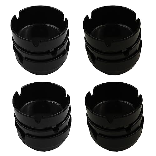 12 posacenere in melamina, colore nero, Ø 8 cm